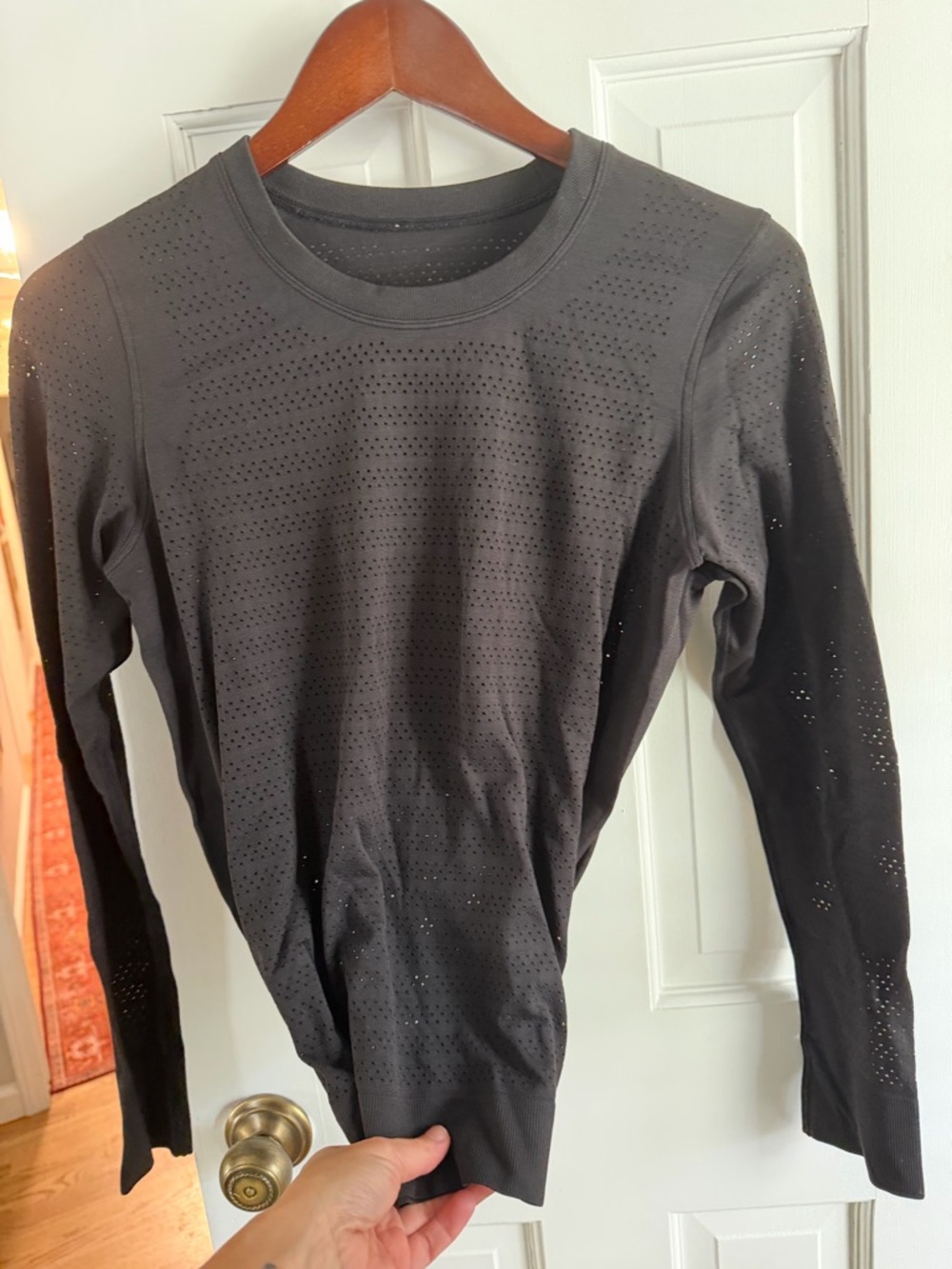 Lululemon Black Perforated Long Sleeve Top
